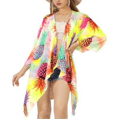 HAPPY BAY Women's Summer Beach Bikini Cardigan Swimsuit Beachwear Duster L-XL Multi, Pineapple