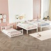 RISOKEYS Twin Size Triple Rubber Wood Bunk Bed - Detachable Triple Twin Bunk Bed with Two Built-in Ladders and Guardrails - 2 of 4