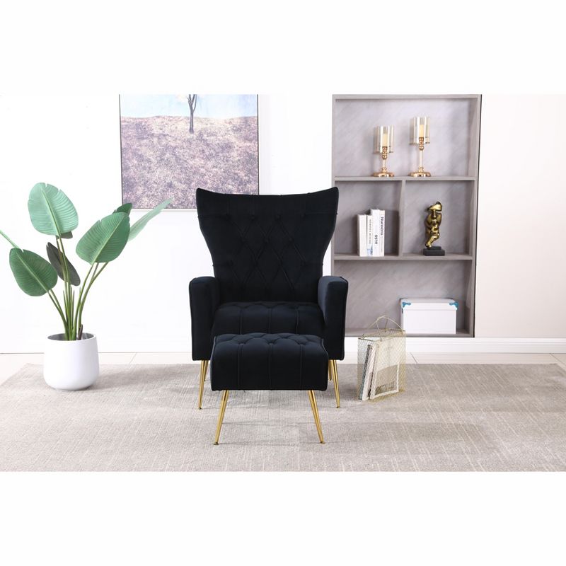 Modern Upholstered Accent Chair, Comfy Armchair with Ottoman-ModernLuxe, 2 of 13