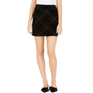 maison Jules Womens Flocked Plaid Mini Skirt - 1 of 1