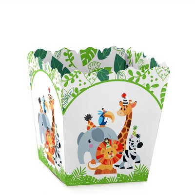 Big Dot of Happiness Jungle Party Animals - Party Mini Favor Boxes - Safari Zoo Animal Birthday Party or Baby Shower Treat Candy Boxes - Set of 12