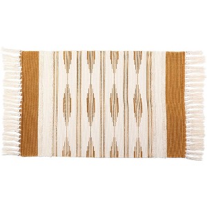 Okuna Outpost Boho Themed 23.6 x 35 in Bathroom Rug Mat with Tassels, Indoor Outdoor Bedroom Bath Decor, Yellow Bohemian - 1 of 4