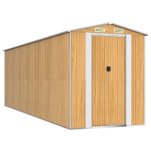 vidaXL Spacious Garden Shed - Light Brown, Galvanized Steel - Great for Outdoor Tools, Pool Essentials, and Gardening Equipment Storage - 1 of 4