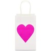 Blue Panda 24 Pack White Valentines Day Gift Bags with Handles for Galentines with Pink Heart, Goodie Treat Bags, 8.6 x 5.2 x 3.1 in - 3 of 4
