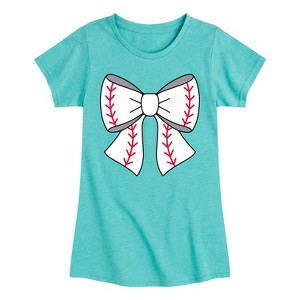 Girls' - Instant Message - Baseball Bow Fitted Short Sleeve Graphic T-Shirt - 1 of 4