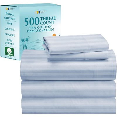 Luxury 500 Thread Count Bed Sheets Set - 100% Cotton Sateen Sheets Set, Soft, Cool & Breathable, Deep Pocket by California Design Den