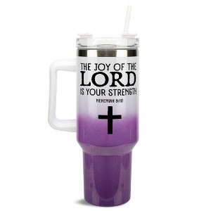 Elanze Designs Joy of the Lord Is Your Strength Cross 40 oz. Stainless Steel, Large Water Bottle Coffee Mug, Spill & Leak Resistant, Thermal Travel - 1 of 1
