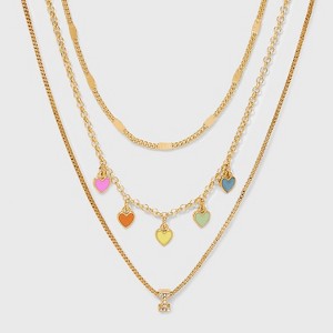 Girls' Multi Hearts Initial Necklace Set - art class™ - 1 of 3
