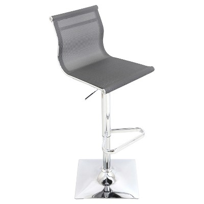Mirage Silver Adjustable Swivel Barstool with Mesh Seat