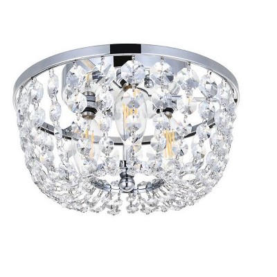 Cora 10 Inch Chrome Flush Mount with Clear Crystal Trim