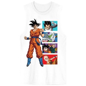 Dragon Ball Super Goku & Character Panels Crew Neck Sleeveless Men's White Tank Top - 1 of 3