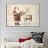 Amanti Art Santa Claus with Reindeer in Winter Wonderland by Melloi Art Prints Canvas Wall Art Print Framed - 4 of 4
