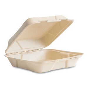 Nourish Molded Fiber Takeout Container, Compostable, 9 x 10 x 2, Natural, Sugarcane, 200/Carton - 1 of 1