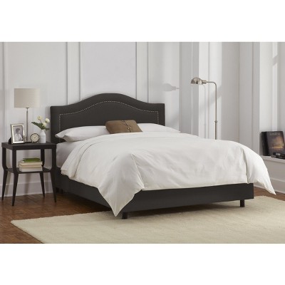 Skyline Furniture Merion Inset Nailbutton Bed - Charcoal (King) - Skyline Furniture , Grey