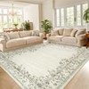 Vintage Area Rugs,Washable Bordered Floral Print Accent Carpet with Non-Slip Backing,Oriental Distressed Indoor Mat for Living Room, Kitchen, Bedroom - 2 of 4