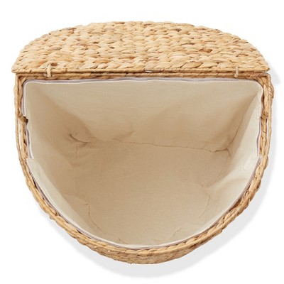 Natural Wicker Half-Moon Laundry Hamper with Lid