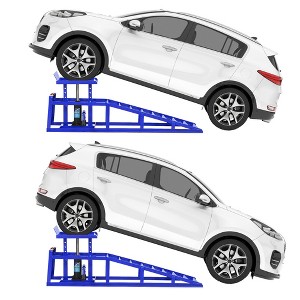 2 Pack Hydraulic Car Ramps, Heavy Duty Low Profile Steel Service Ramps ...
