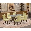 French Country 7-Piece Dining Set - Linen Fabric Parsons Chairs & Cement Top Table - Kitchen Living Room Furniture - 2 of 4