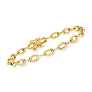 Ross-Simons 0.80 ct. t.w. CZ Paper Clip Link Bracelet in 18kt Gold Over Sterling - 1 of 3