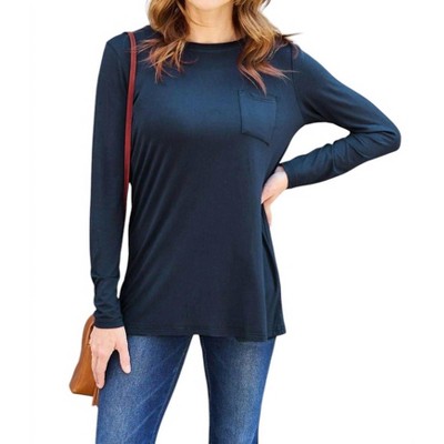 Women's Luxe Long Sleeve Top With Pockets - Basic Bae
