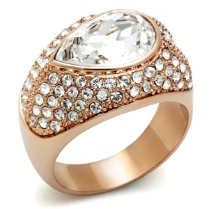 Slickblue Rose Gold Crystal Ring for Women - Ion Plated Brass Jewelry, for Birthdays & Anniversaries, Size 5-10 - 1 of 4