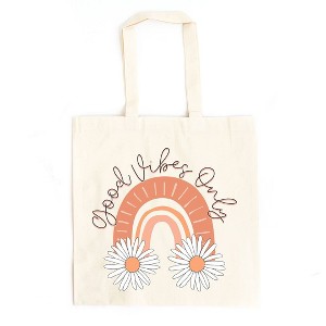 City Creek Prints Boho Good Vibes Only Canvas Tote Bag - 15x16 - Natural - 1 of 2