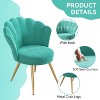 Green velvet decorative chair with gold metal legs, powder room vanity chair, living room upholstered guest chair - 2 of 4