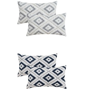 REGALWOVEN 4 Pcs Geometric Pattern Soft Short Plush Decorative Throw Pillow Covers - 1 of 4