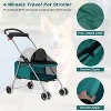 FDW 4 Wheels Pet Stroller Cat Dog Stroller Portable Folding Travel Carrier Strolling Cart Waterproof With Storage Basket Mesh Windows - 3 of 4