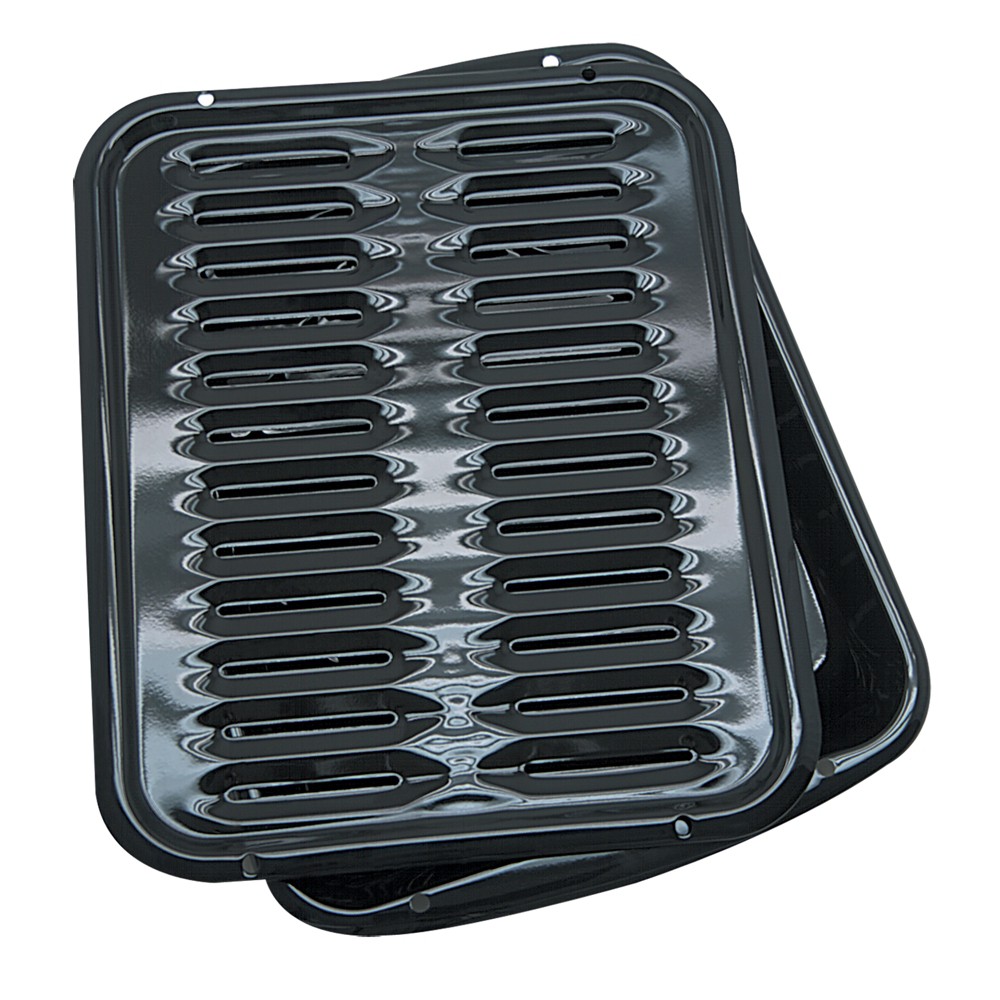 Range Kleen 13x16 Porcelain Broiler Pan & Grill Black