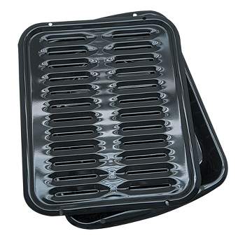 Range Kleen 13"x16" Porcelain Broiler Pan & Grill Black