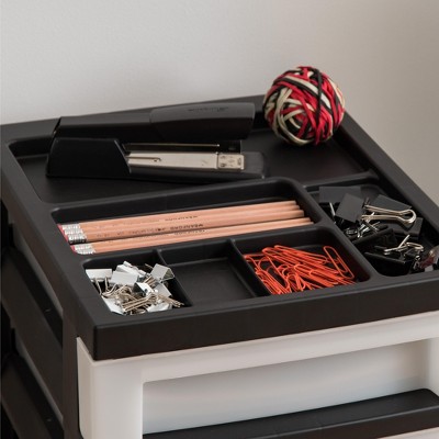 Black and White 7-Drawer Plastic Rolling Storage Cart