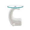 Weldon The Whale Carved Wood and Glass Top Side Table Costal White Driftwood - Linon - 4 of 4