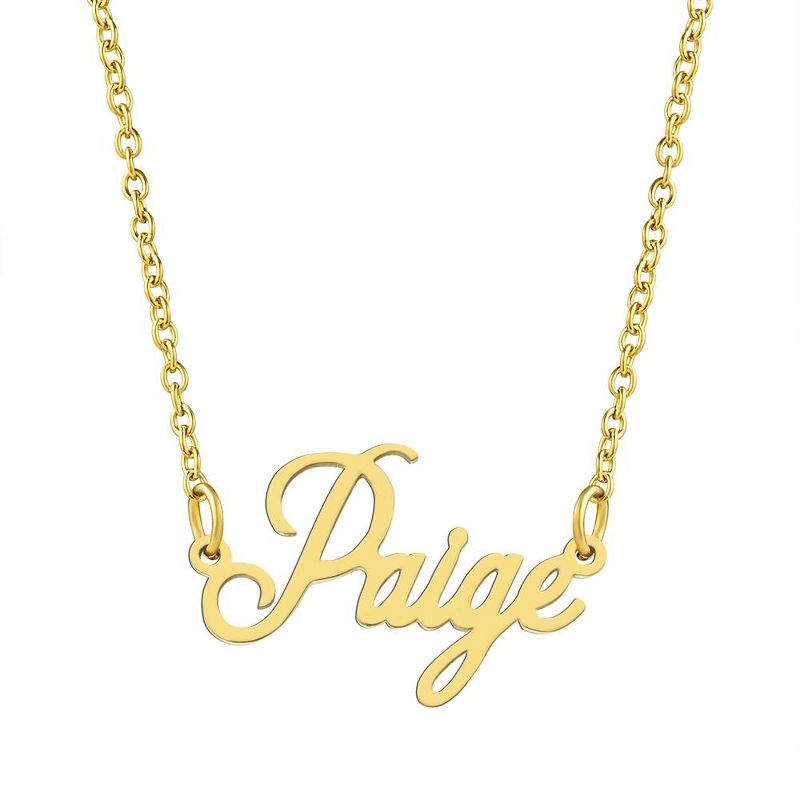 KISPER 18K Gold Plated Stainless Steel Personalized Name Pendant Necklace, 1 of 7