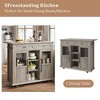 Kitchen Island Cart on Wheels with Foldable Table, 2-Tier Rolling Kitchen Cart with Storage Shelf & Towel Rack, Mobile Workstation for Small Spaces - 3 of 4