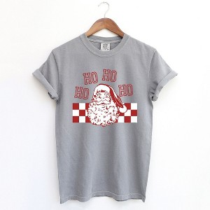 Simply Sage Market Women's Ho Ho Ho Checkered Short Sleeve Garment Dyed Tee - 1 of 4
