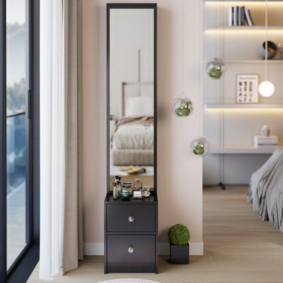 VYNXARIA 63" Simple Stylish Dressing Mirror Cabinet,Full Body Mirror Cabinet,Extra Large Mirror,Multi Layer High Capacity Storage£¬Black