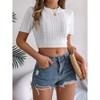 Crop Tops for Women Crew Neck Short Sleeve Ribbed Knit Tight T Shirts Slim Fit Basics Tees Going Out Crop Tops Shirts - 4 of 4