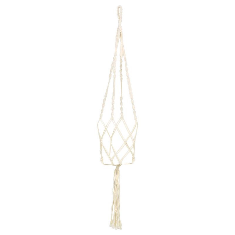 Unique Bargains Macrame Flower Wall-mounted Rope  Planters Hanger Beige 39.4 Inch 1 Pc, 1 of 7