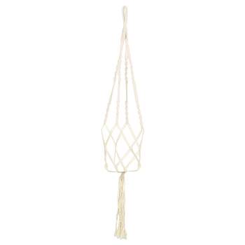 Unique Bargains Macrame Flower Wall-mounted Rope  Planters Hanger Beige 39.4 Inch 1 Pc