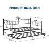 Metal Bed Frame Twin Size Trundle Daybed Heavy Duty Pull Out Sofa Bed with Headboard, Side Armrest ,Easy Assembly, for Living Room, Bedroom - 2 of 4
