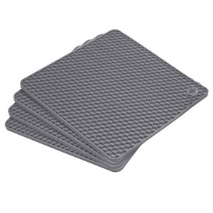 Unique Bargains Silicone Square Hot Pans Pads Heat Resistant Non-Slip Trivets 4 Pcs - 1 of 4