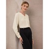 INSPIRE CHIC Women's Button Down Pleated V Neck Long Sleeve Business Casual Shirt - 3 of 4