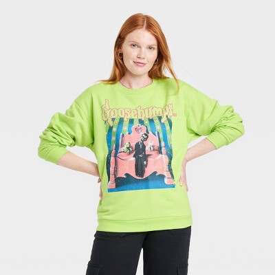 Women's Halloween Goosebumps Graphic Sweatshirt - Lime Green