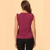 INSPIRE CHIC Women's Ruffled Curved Hem Business Office Vintage Sleeveless Blouse - 4 of 4