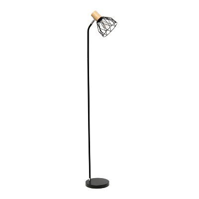 Simple Designs 55.91" Industrial Farmhouse Fusion Adjustable Cage Wire Accent Floor Lamp Black