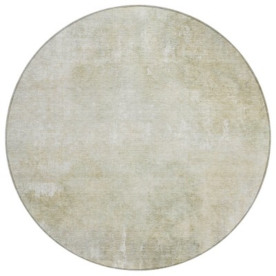 HomeRoots 8' Beige And Ivory Round Abstract Washable Indoor Outdoor Area Rug