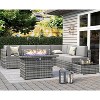 LayinSun 8 Piece Patio Furniture Set with 44" Propane Gas Fire Pit Table, Outdoor Sectional Conversation Set Wicker Rattan Sofa Set - 2 of 4