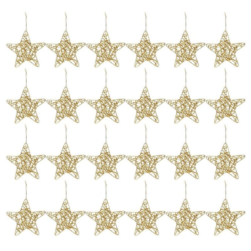 Juvale 24 Pack Gold Star Ornaments for Christmas Tree, Bulk Holiday Decorations, 6 Inches, 1 of 8