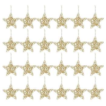 Juvale 24 Pack Gold Star Ornaments for Christmas Tree, Bulk Holiday Decorations, 6 Inches